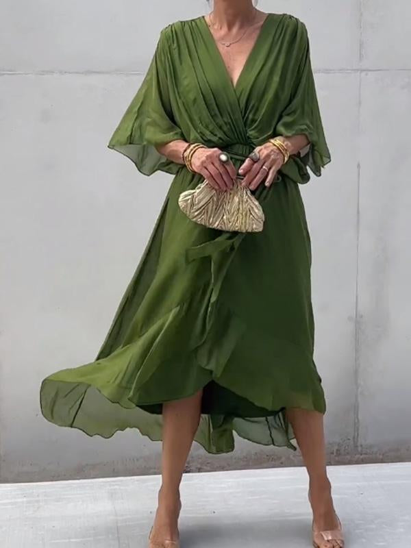 Joanna™ - Elegancka Suknia z Dekoltem w Serek