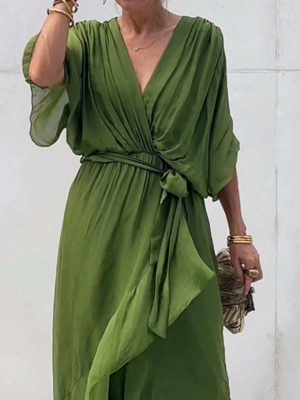 Joanna™ - Elegancka Suknia z Dekoltem w Serek