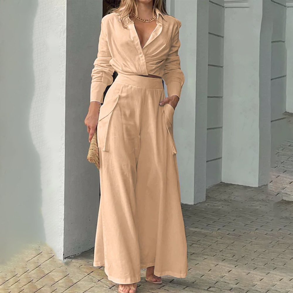 Barbara™ - Zestaw z Mieszanki Wełny z Kołnierzem w Kształcie Szalika