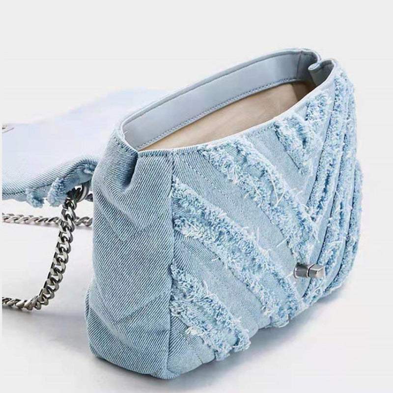 Macy - Elegancka jasnoniebieska dżinsowa torba na ramię dla kobiet