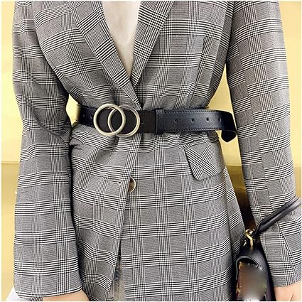 Aria - Elegancki damski pasek skórzany ze stylową klamrą O-ring