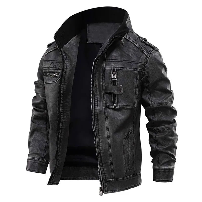 Tymon - Stylowa czarna kurtka skórzana dla mężczyzn - Alpha Collection