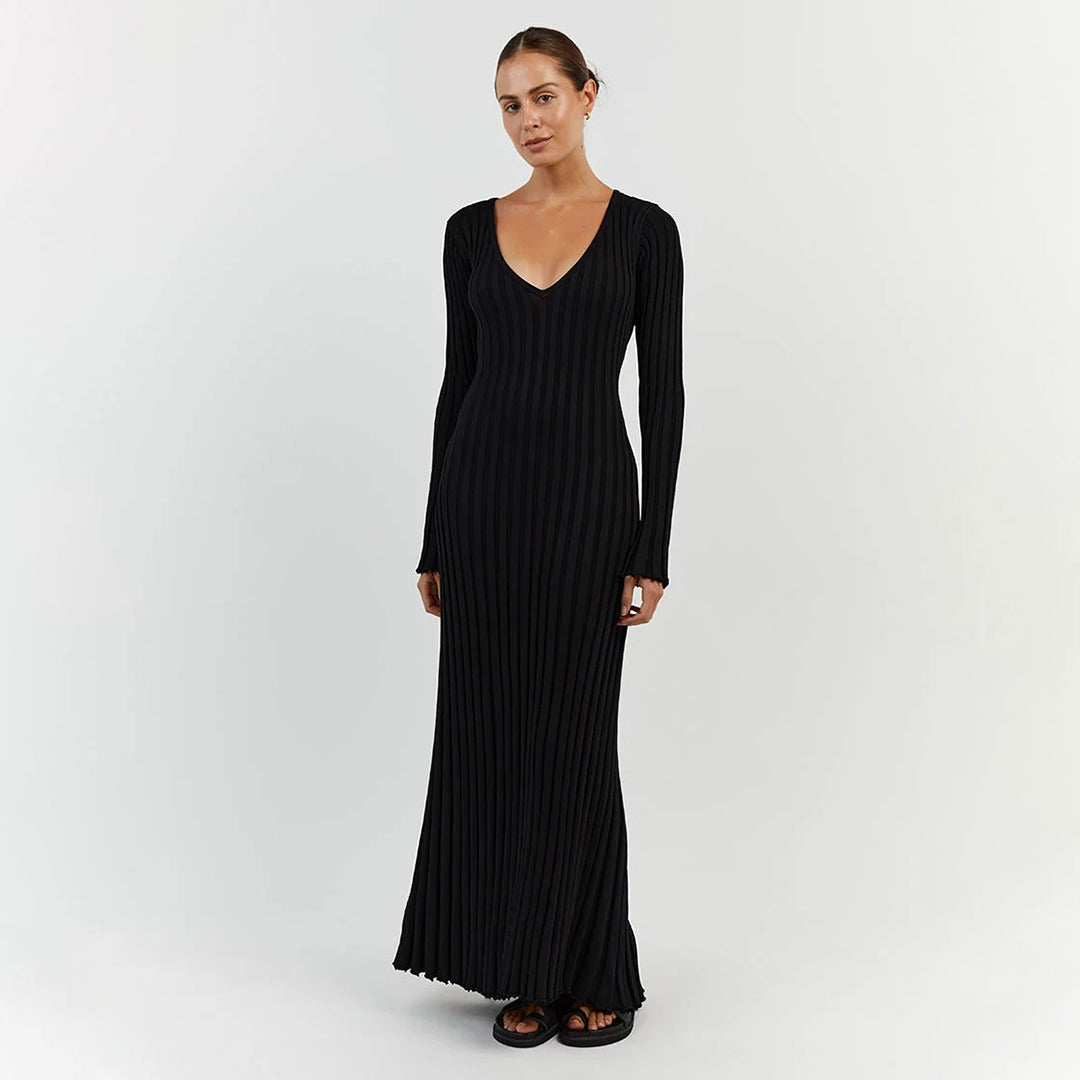 Elegancka dzianinowa sukienka maxi ABIGAIL - stylowy dodatek do Twojej garderoby!