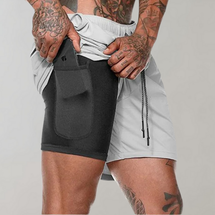 Tymon - Wszechstronne męskie spodenki fitness 2 w 1