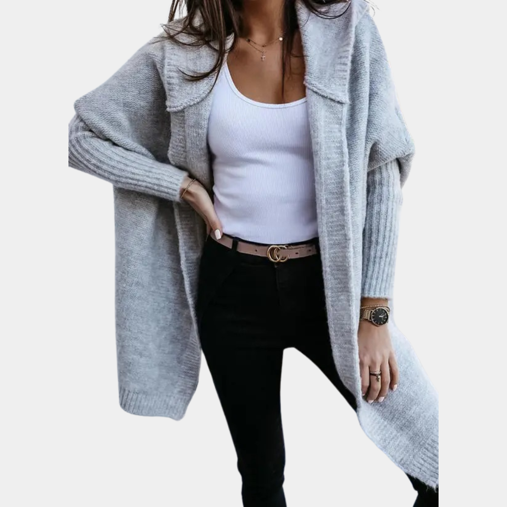 Amelia - Stylowy damski kardigan z przytulnym kapturem