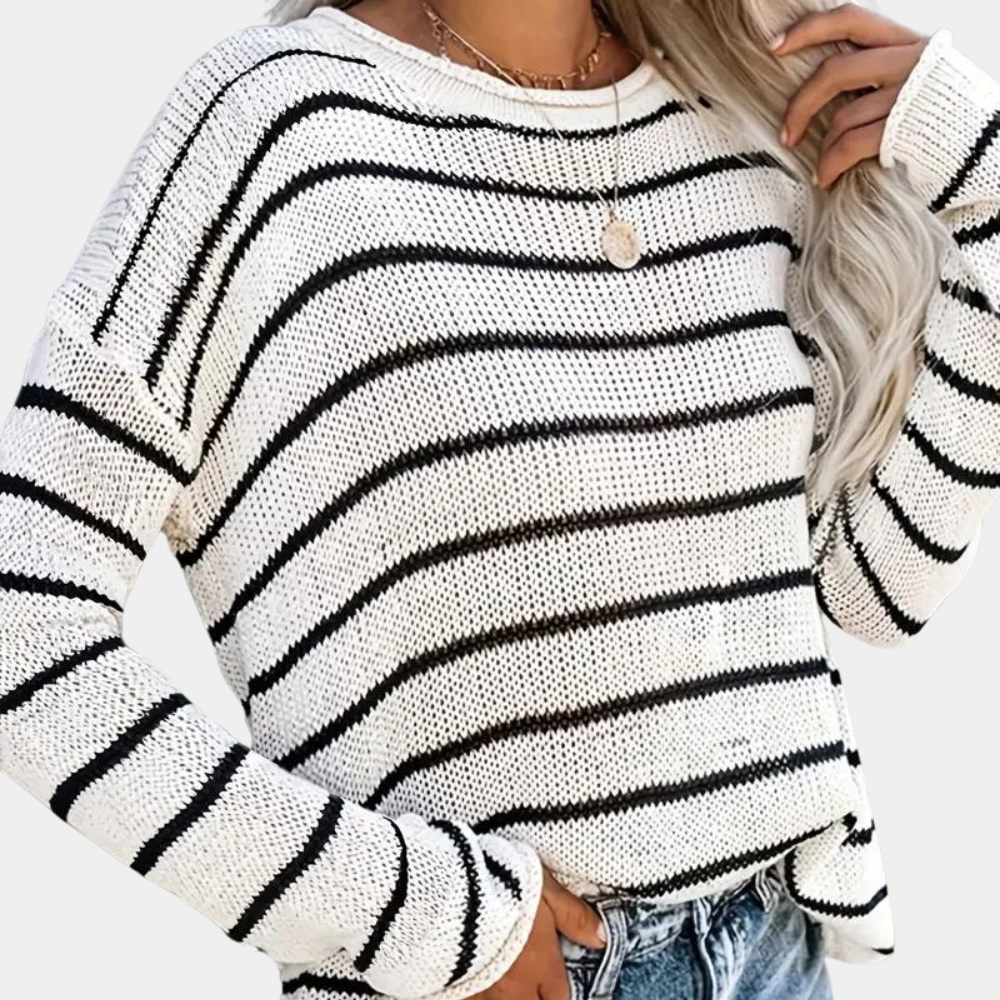 Urzula - Stylowy sweter damski z dzianiny w paski