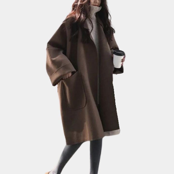 Lena - Szykowny długi płaszcz damski oversize