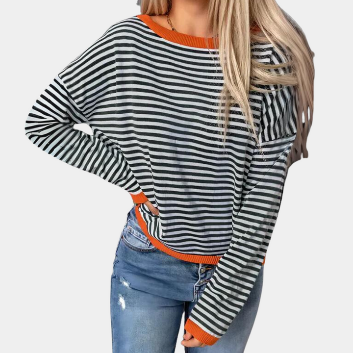 Lena - Elegancki sweter damski w paski o ponadczasowym wyglądzie