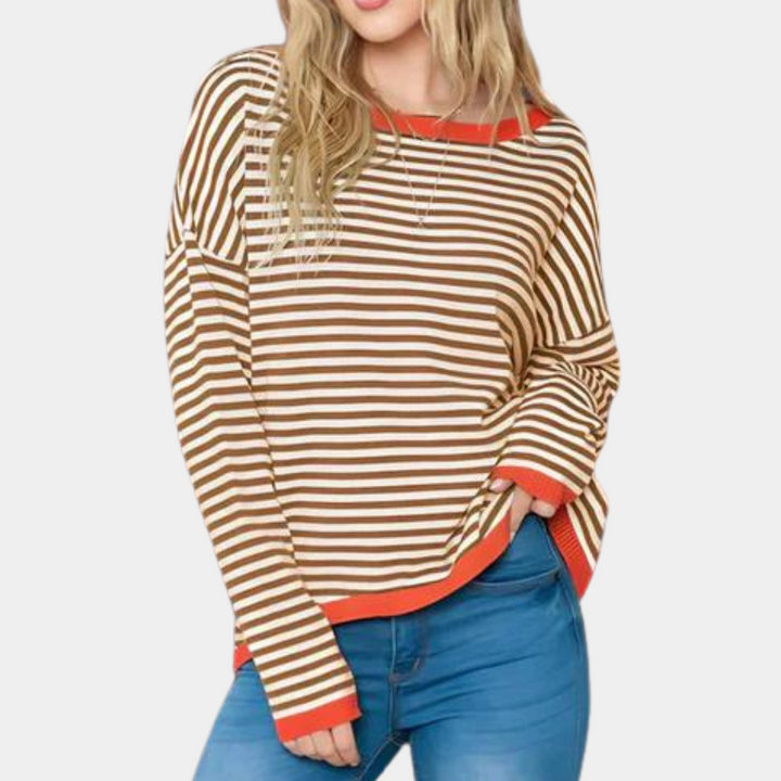 Lena - Elegancki sweter damski w paski o ponadczasowym wyglądzie