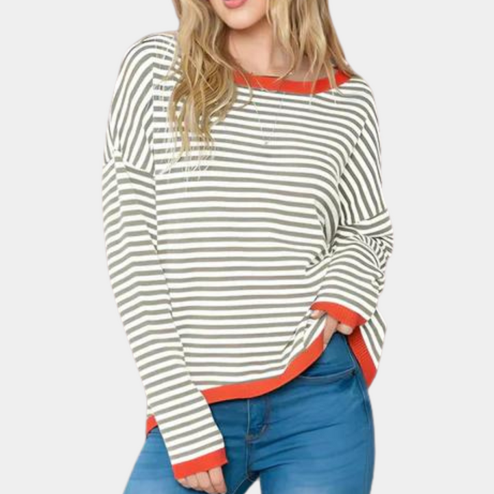 Lena - Elegancki sweter damski w paski o ponadczasowym wyglądzie