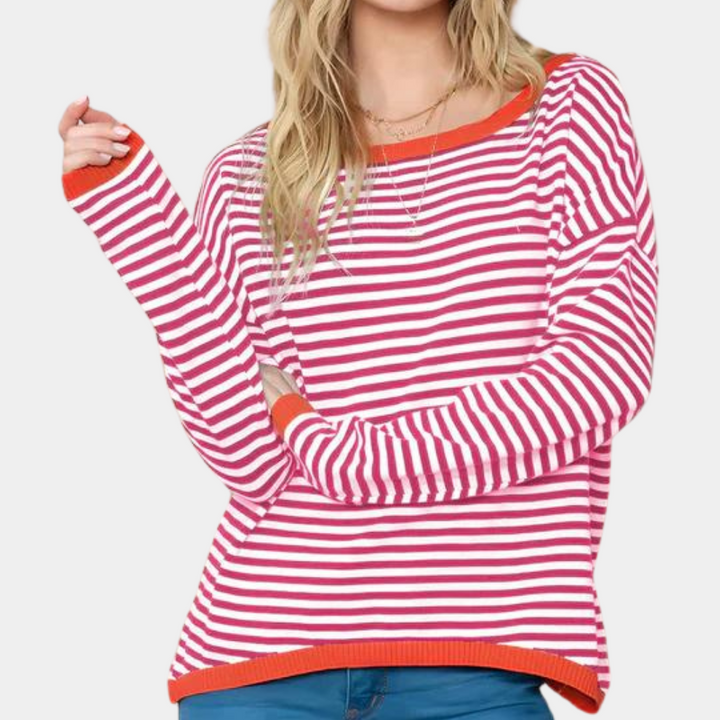 Lena - Elegancki sweter damski w paski o ponadczasowym wyglądzie