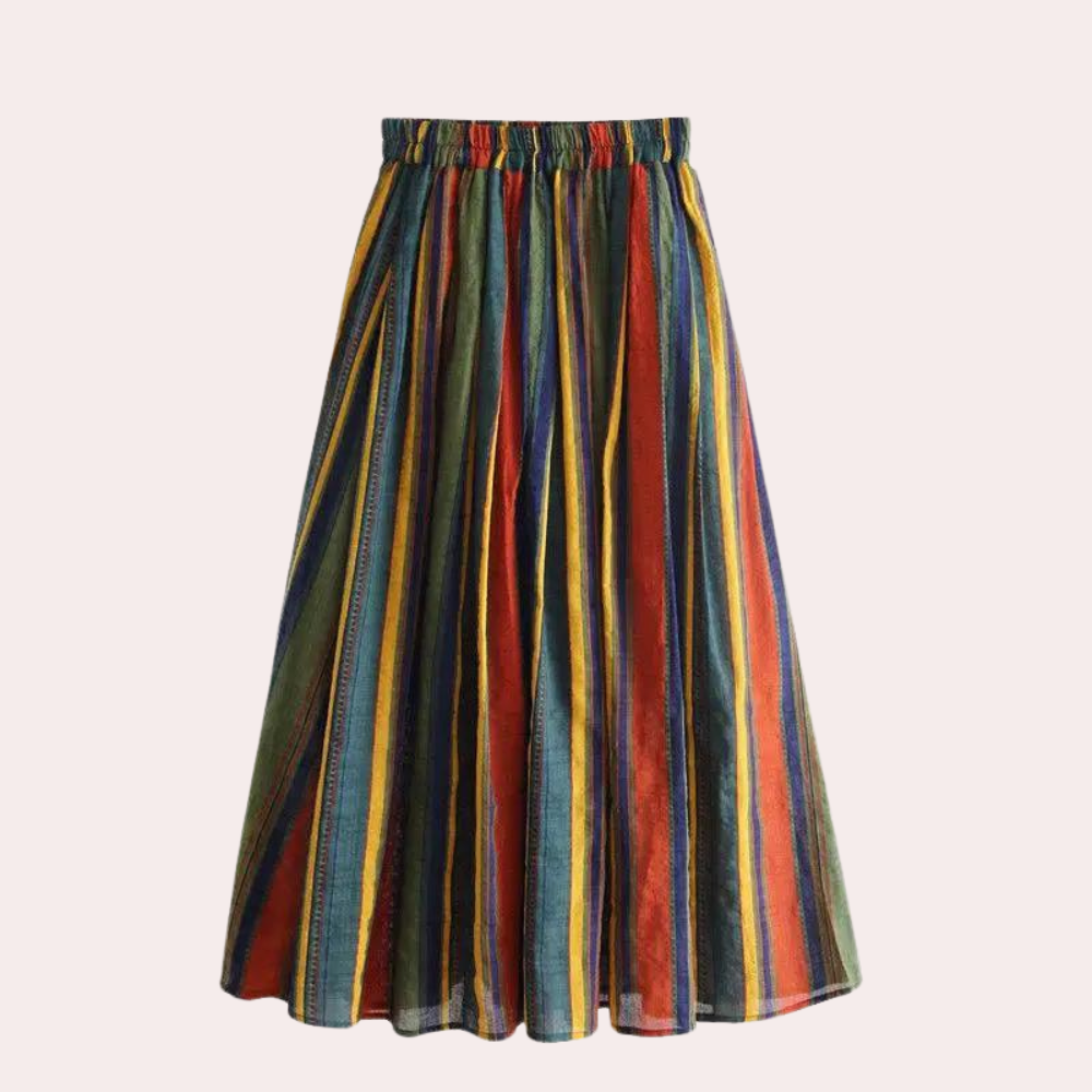 Modna spódnica damska w paski w stylu vintage