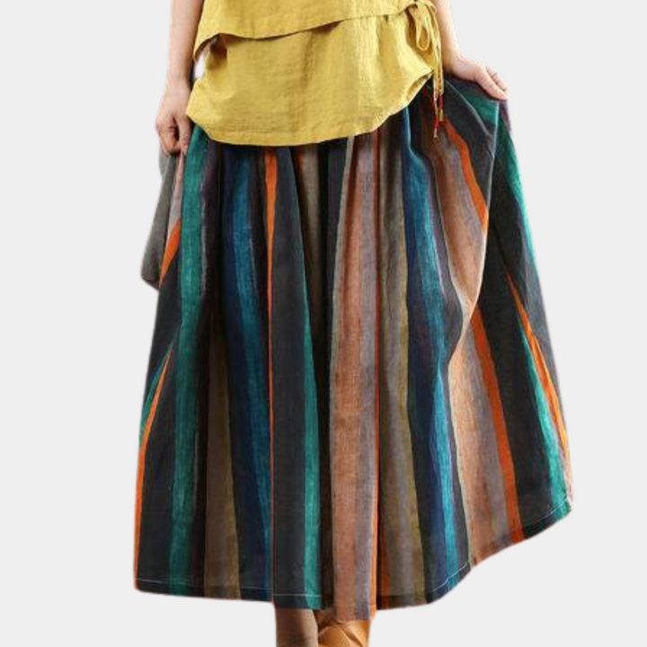 Modna spódnica damska w paski w stylu vintage