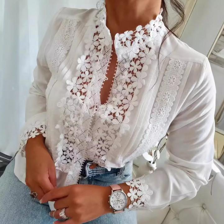Hanna - Czarująca bluzka z elegancką kwiatową koronką