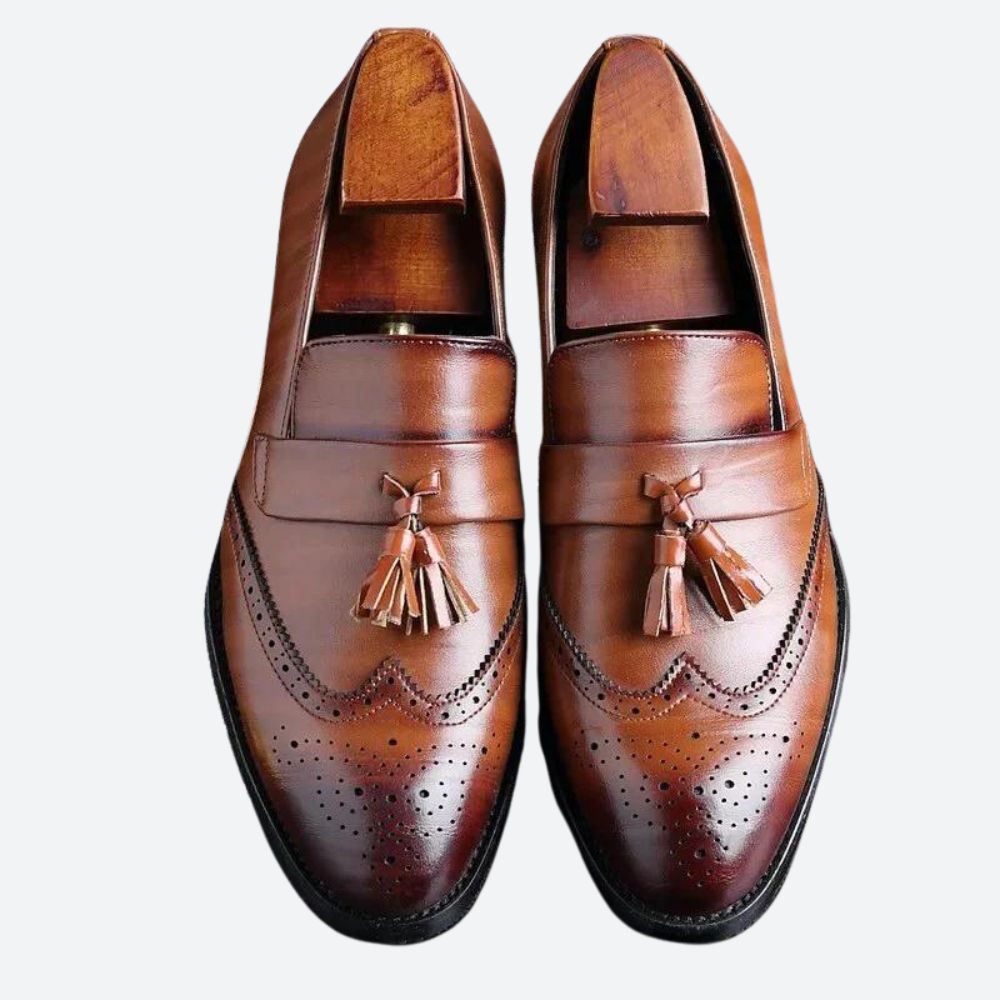 Stylowe męskie buty ortopedyczne z eleganckimi frędzlami - Frane