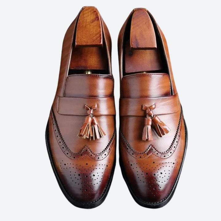 Stylowe męskie buty ortopedyczne z eleganckimi frędzlami - Frane