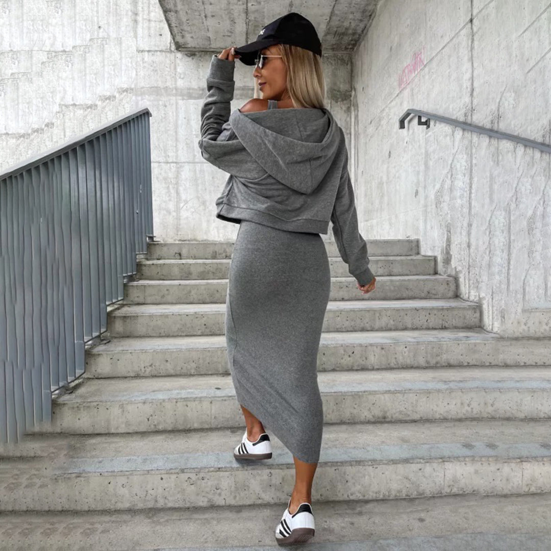 Berenika - Stylowy zestaw sukienki i bluzy zapewniający szykowny wygląd
