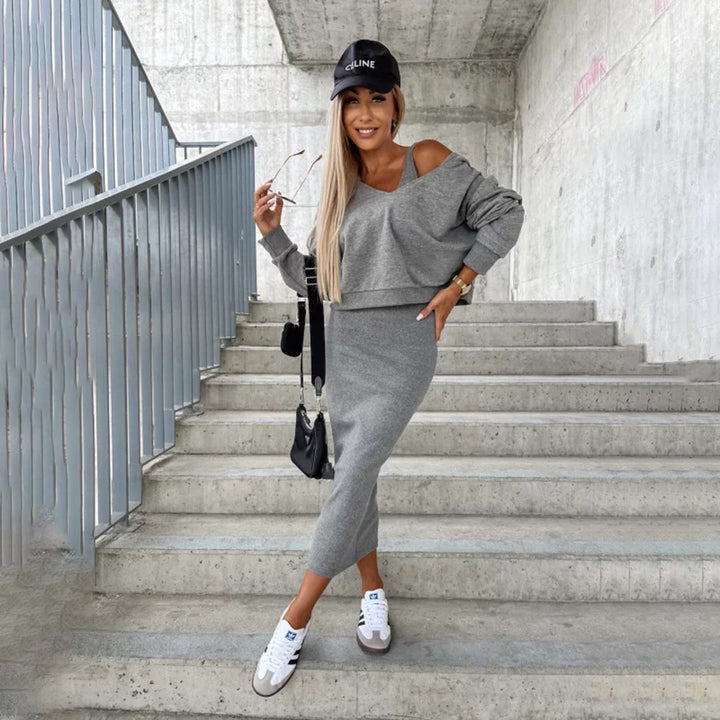 Berenika - Stylowy zestaw sukienki i bluzy zapewniający szykowny wygląd