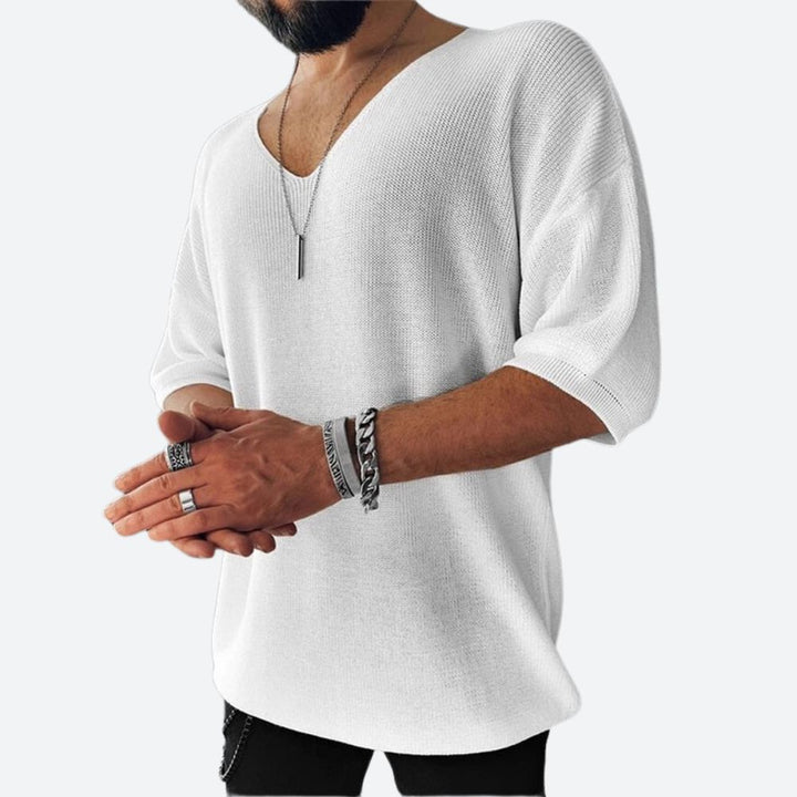 Modna koszula z dekoltem w serek w stylu casual - Larmy