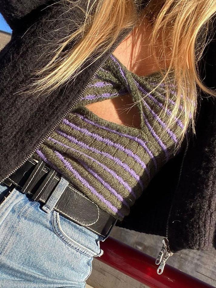 Fenna - Modny przycięty top bandeau z modnym akcentem dla kobiet