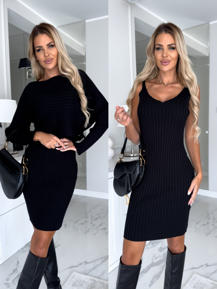Clara - Stylowa sukienka bez rękawów z dopasowanym modnym swetrem