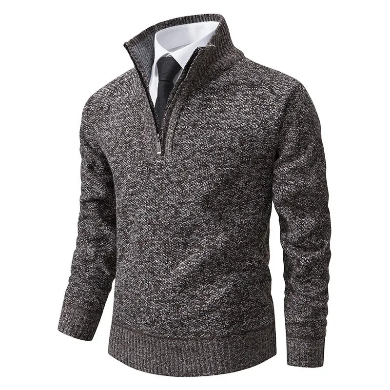Bartosz™ - Sweter z pół-zamkiem, podszewka z polaru