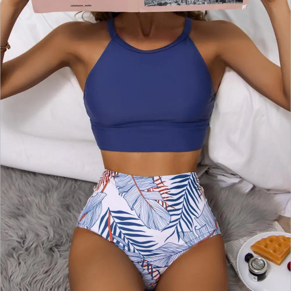 Edith - Elegancki zestaw bikini z kwiatowym nadrukiem i wysokim stanem