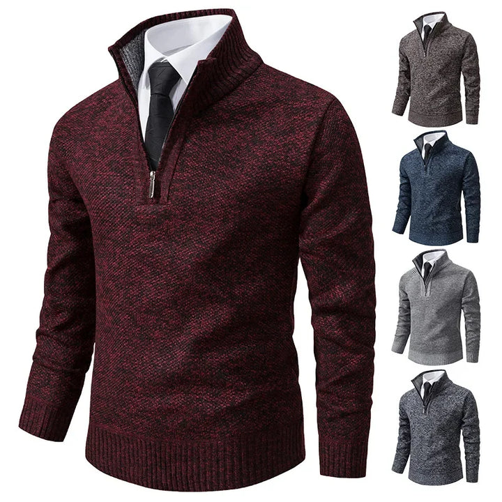 Bartosz™ - Sweter z pół-zamkiem, podszewka z polaru
