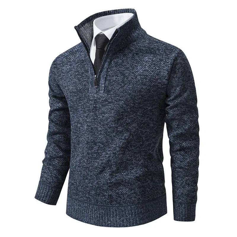 Bartosz™ - Sweter z pół-zamkiem, podszewka z polaru