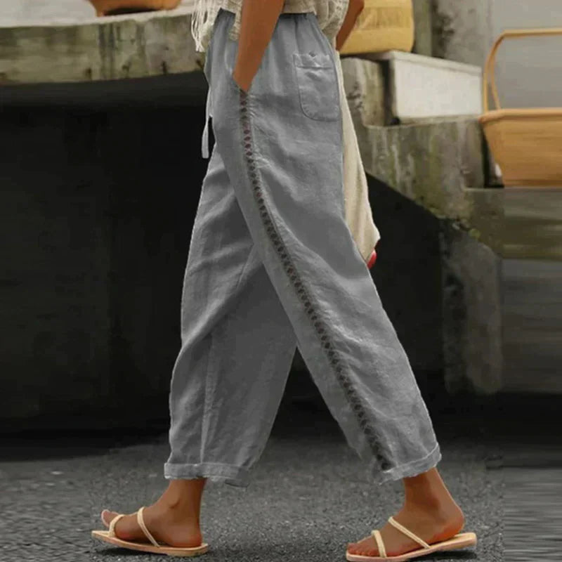 Audrey - Modne letnie spodnie boho zapewniające gładki wygląd