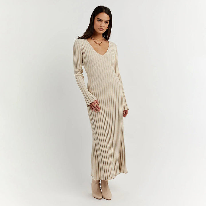 Elegancka dzianinowa sukienka maxi ABIGAIL - stylowy dodatek do Twojej garderoby!