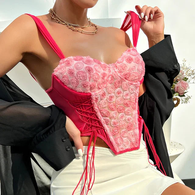 Lily - Elegancki różowy top gorsetowy dla kobiet
