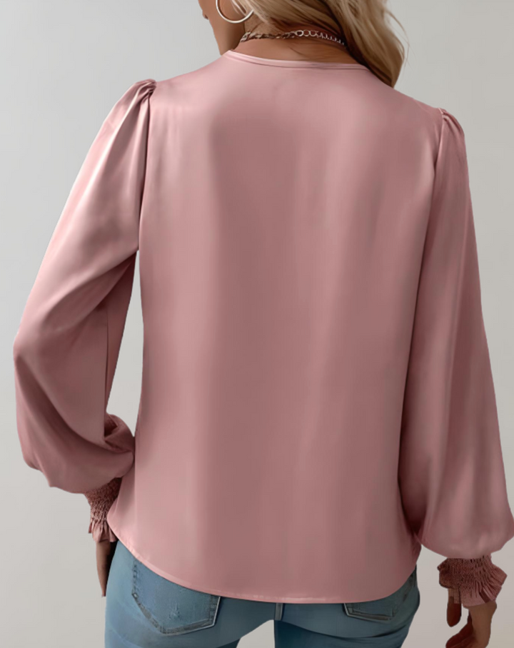 Minda - Efektowna wiosenna bluzka z długim rękawem V-neck dla kobiet