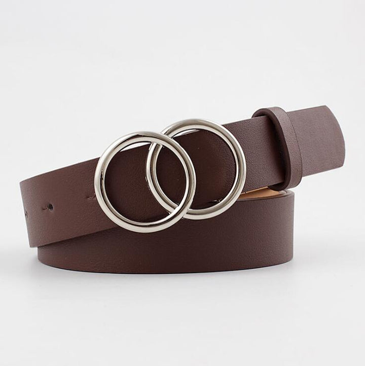 Aria - Elegancki damski pasek skórzany ze stylową klamrą O-ring