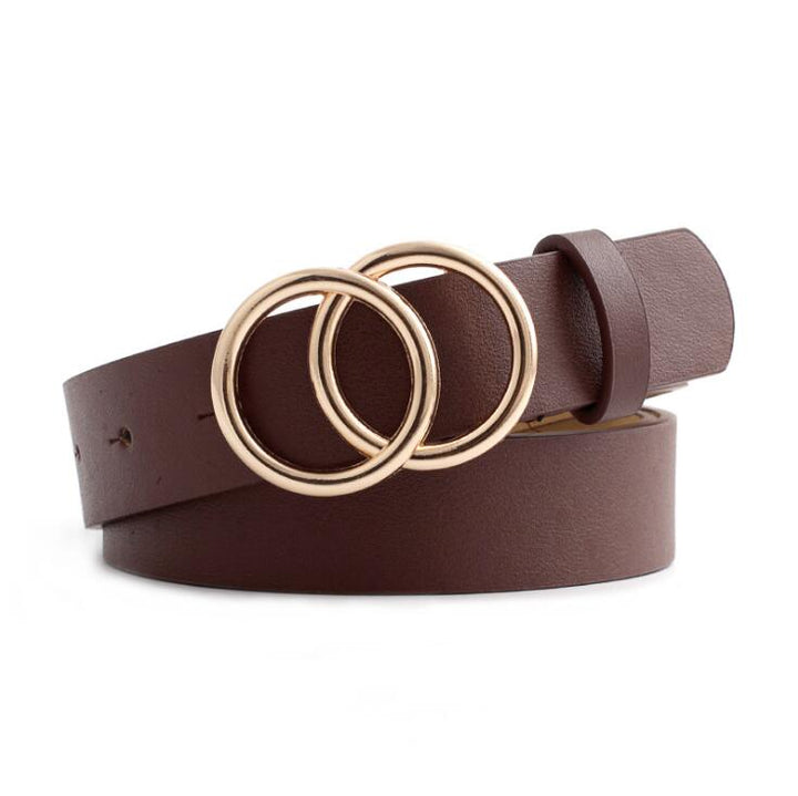 Aria - Elegancki damski pasek skórzany ze stylową klamrą O-ring
