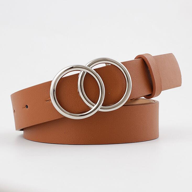 Aria - Elegancki damski pasek skórzany ze stylową klamrą O-ring