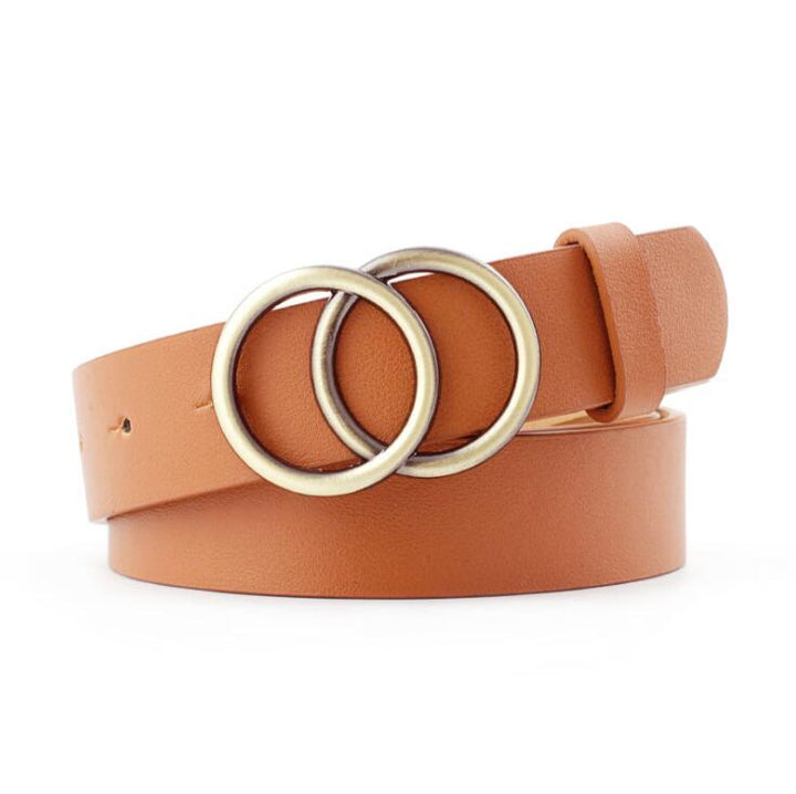 Aria - Elegancki damski pasek skórzany ze stylową klamrą O-ring