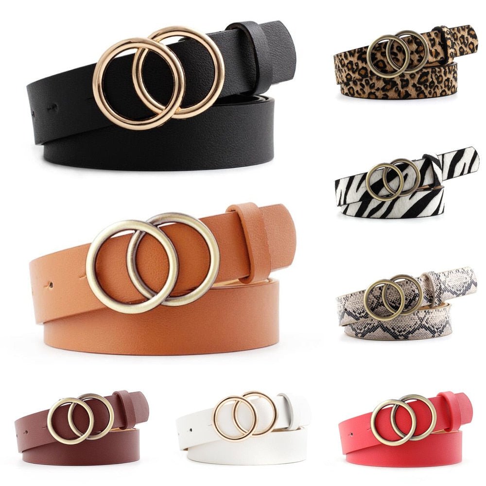 Aria - Elegancki damski pasek skórzany ze stylową klamrą O-ring