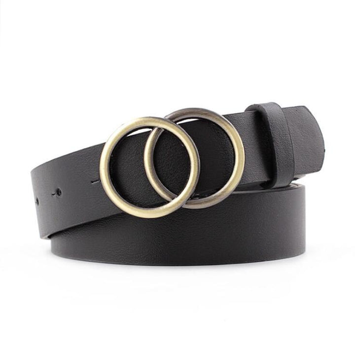 Aria - Elegancki damski pasek skórzany ze stylową klamrą O-ring