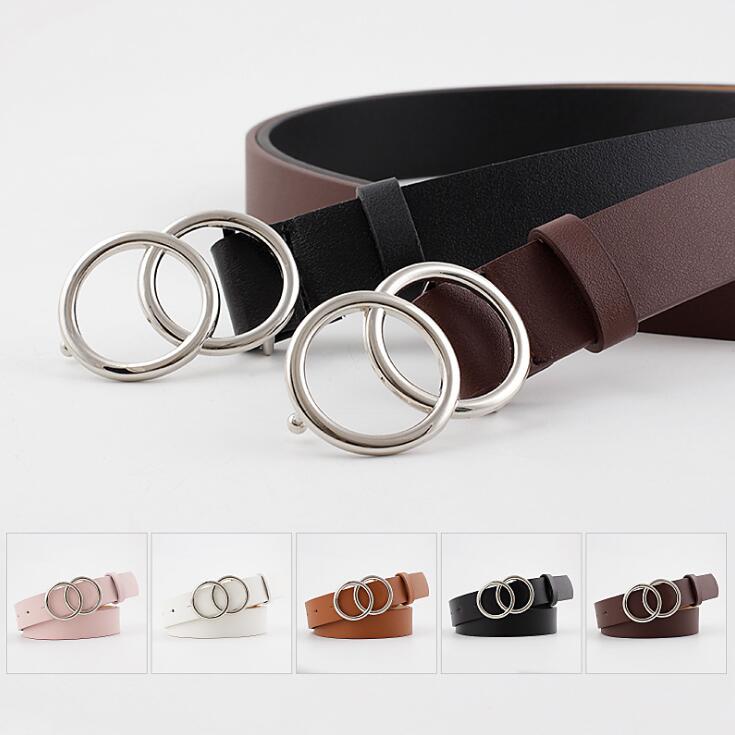 Aria - Elegancki damski pasek skórzany ze stylową klamrą O-ring