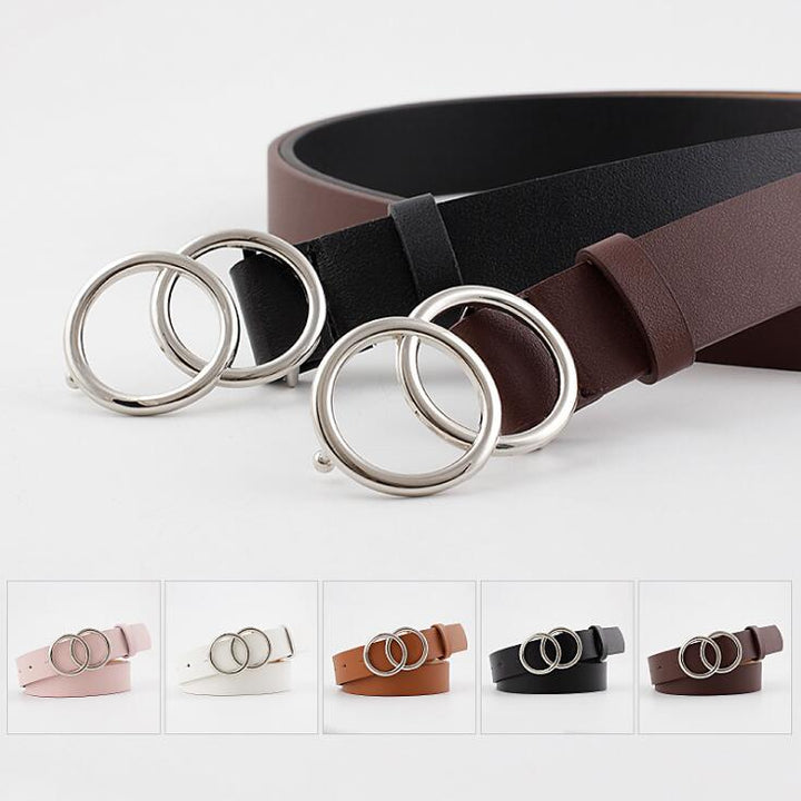 Aria - Elegancki damski pasek skórzany ze stylową klamrą O-ring
