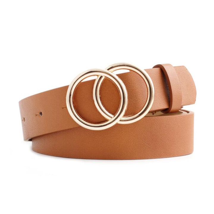 Aria - Elegancki damski pasek skórzany ze stylową klamrą O-ring