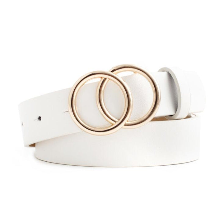 Aria - Elegancki damski pasek skórzany ze stylową klamrą O-ring