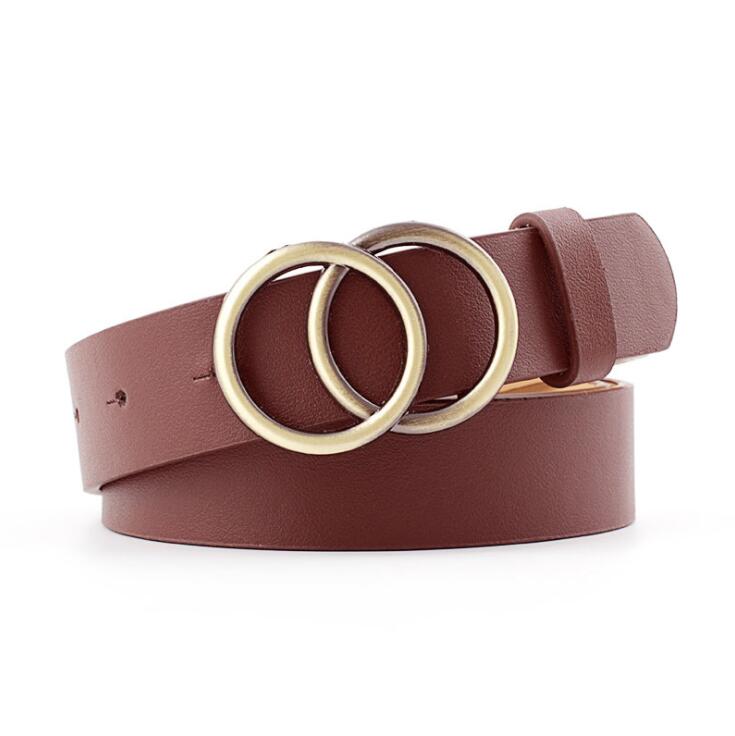 Aria - Elegancki damski pasek skórzany ze stylową klamrą O-ring