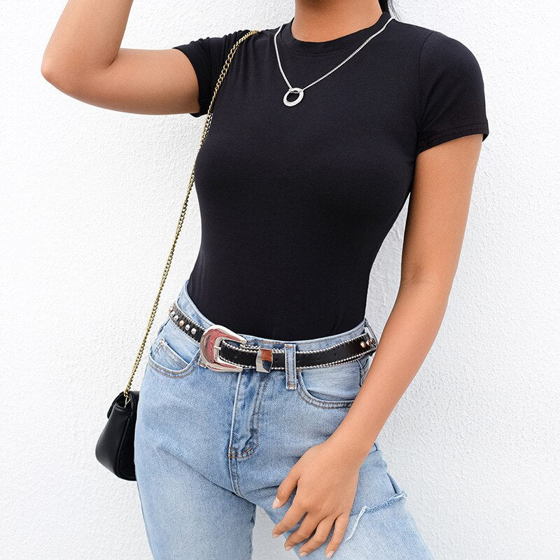Carmela - Luksusowy i wygodny T-shirt Bodysuit na każdy dzień dla kobiet