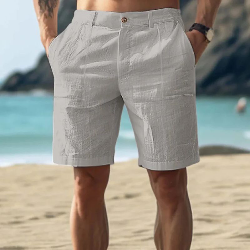 Stylowe męskie szorty plażowe z klasycznego lnu - Joeri