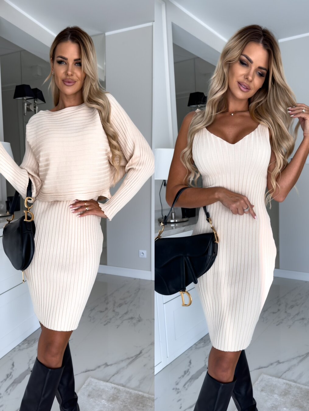 Clara - Stylowa sukienka bez rękawów z dopasowanym modnym swetrem