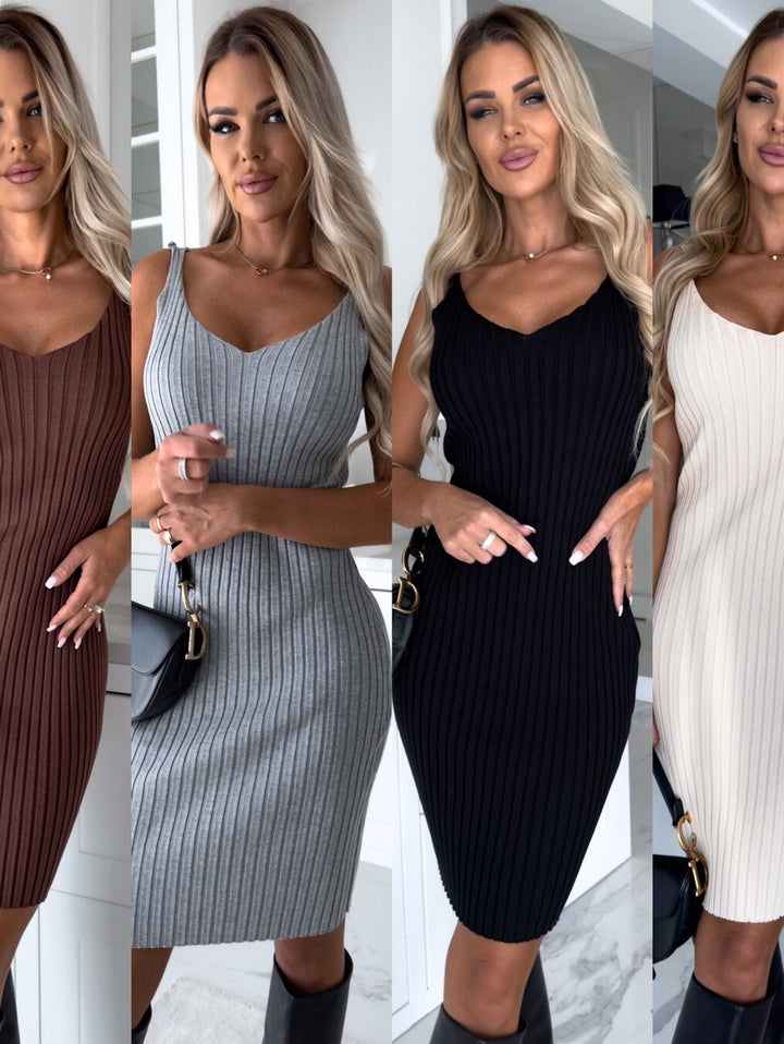 Clara - Stylowa sukienka bez rękawów z dopasowanym modnym swetrem
