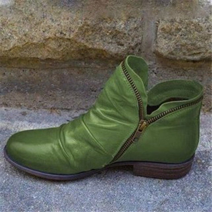 Zofia™ - Skórzane Botki z Zamkiem