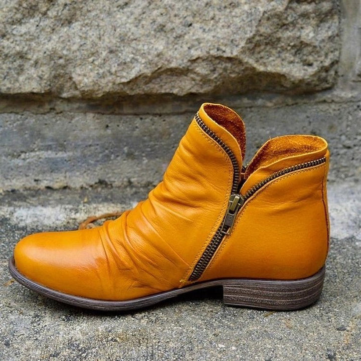 Zofia™ - Skórzane Botki z Zamkiem